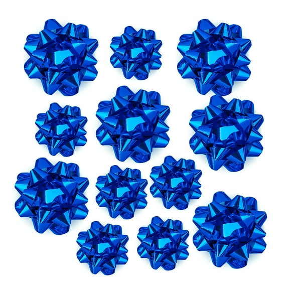 Surtido de lazos de regalo WRAPAHOLIC, color azul real metálico, 12 unidades