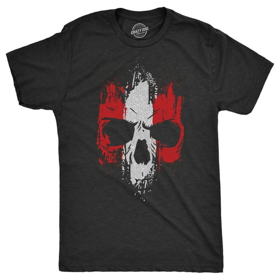 Mens Grunge Striped Skull T Shirt Awesome Cool Tough Skeleton Tee for Guys Graphic Tees