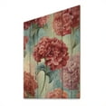 thumbnail image 2 of Designart "Red Teal Carnations Harmony Vivid Blossoms" Floral Print on Natural Pine Wood, 2 of 5