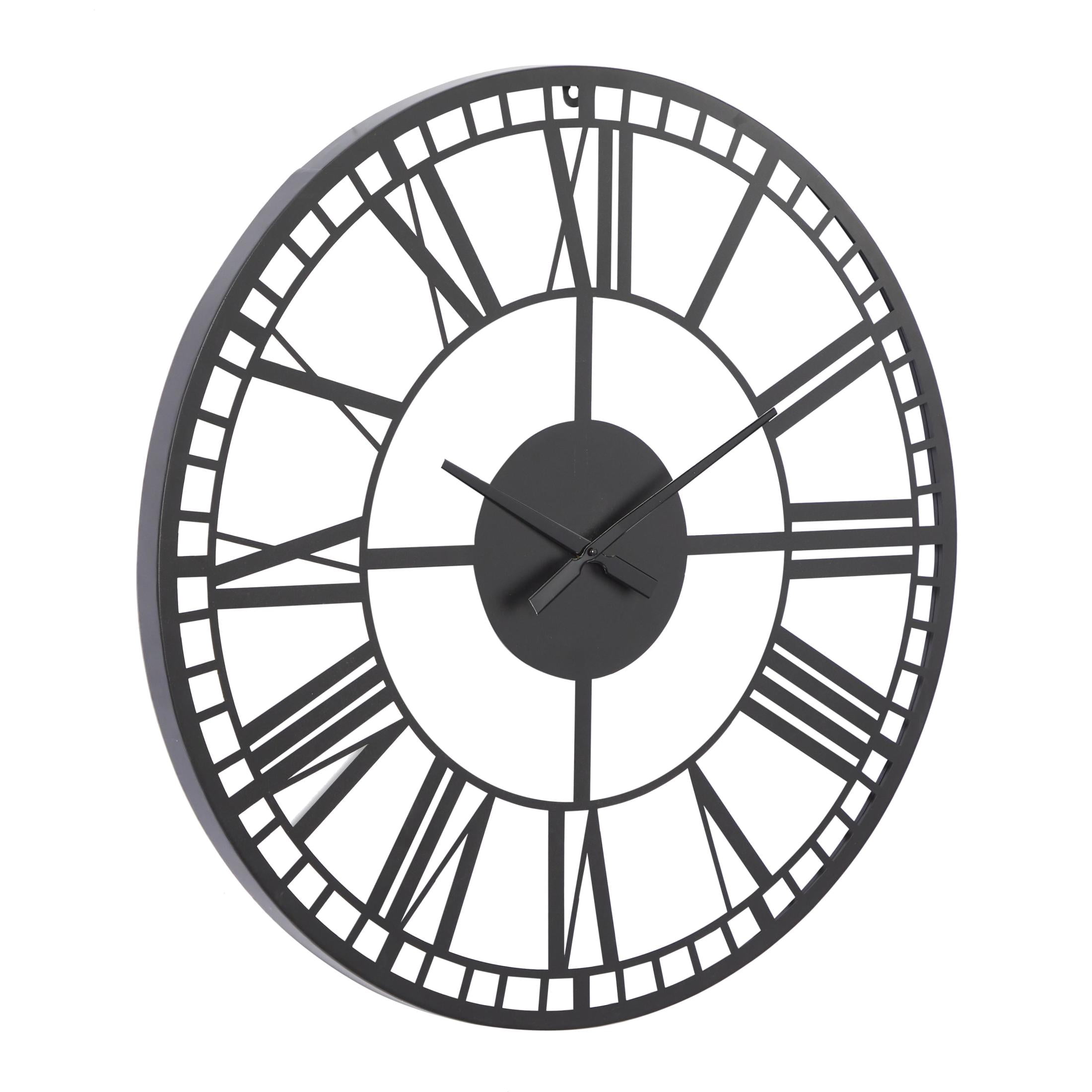 DecMode 28" Dark Gray Metal Open Cutout Frame Wall Clock