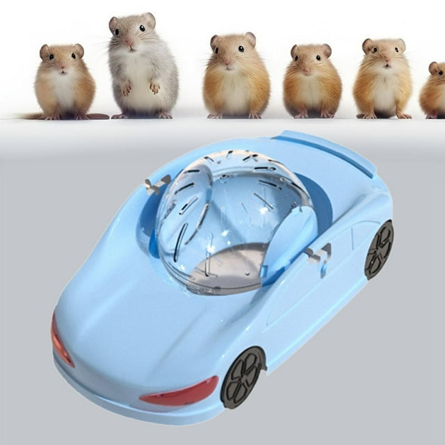 Hámster rueda de hámster hámster carro de juguete multifunción novedoso bola transparente de bola de mascota pequeña para animales pequeños hurd rata Azul