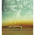 thumbnail image 3 of Jazz Music Duvet Cover Set, Old Worn Trumpet Stands Alone Against a Grungy Wall Outside of Jazz Club, Decorative 3 Piece Bedding Set with 2 Pillow Shams, Queen Size, Teal Beige Mustard, by Ambesonne, 3 of 3