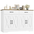 thumbnail image 2 of Hiphuta 47"Farmhouse Sideboard Storage Cabinets with 4 Doors & 2 Drawers, Coffee Bar with Brown Top for Living Room, White, 2 of 7