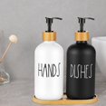 thumbnail image 1 of 2 Pack Soap Dispenser Bottle with Bamboo Pump Soap Tray 16 Oz Refillable Hand Soap Container Reusable Rustic Detergent Bottle  Durable Glass Soap Dispenser Set for Kitchen Bathroom Shampo, 1 of 7