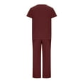 thumbnail image 6 of Ecqkame Womens Pajama Sets Summer Loose Casual Short Sleeve Round Neck Top Comfortable Breathable Pajamas Sets for Woman Wine XL, 6 of 8