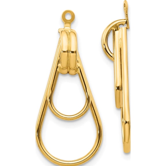 14K Yellow Gold Polished Double Teardrop Earring Jackets (28 X 12) Made In United States t581j