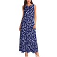 thumbnail image 3 of Robe Imprimée Paisley Rétro Été Bleu et Blanc Mode de Rue Boho Plage Longues Robes Dames Imprimées Robe Maxi Moderne Grande Taille, 3 of 5