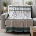 thumbnail image 2 of Brown Geometric Blanket Soft Cozy Warm Throw Blanket for Couch, Plush Fuzzy Flannel Fleece Blankets for Sofa, Stripes Boho Spring Flowers Pastoral Country Bed Blankets Gifts for Men, 50"x60", 2 of 9