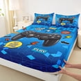 thumbnail image 3 of Homewish Modern Video Game Full Size Sheets for Boys, Blue Cartoon Gamepad Bed Sheets, Honeycomb Abstract Sheet Sets, Super Cozy Room Decor, 4pcs, 3 of 7