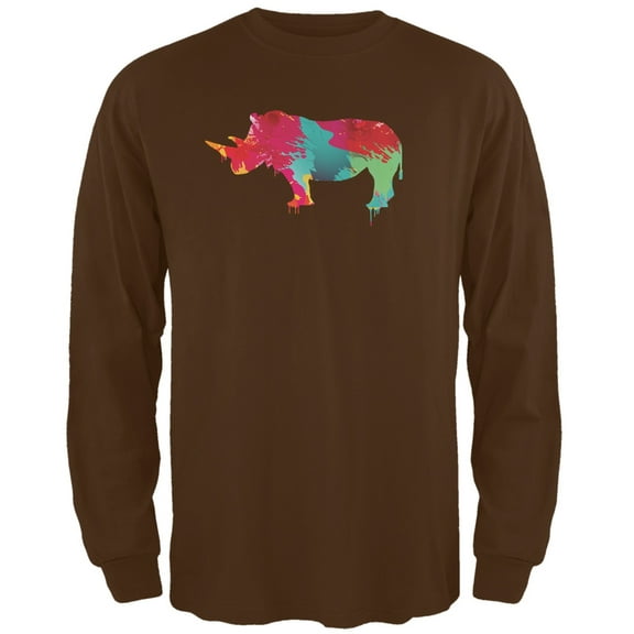 Splatter Rhino Brown Adult Long Sleeve T-Shirt - Small