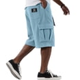 thumbnail image 2 of Dwellite Mens Cargo Shorts Casual Drawstring Elastic Waist Corduroy Summer Beach Shorts with Pockets Light Blue 2XL, 2 of 7