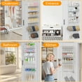 thumbnail image 7 of Over the Door Organizer, 2 in 1 Metal Hanging Closet Organizer & Hat Rack with 4 Adjustable Baskets, 8 Hooks, 10 Clips, Behind The Door Storage for Bedroom, Bathroom, Entrance, Closet, Kitchen, White, 7 of 7