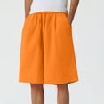 thumbnail image 5 of BXINGOHAI Mens Linen Shorts Casual Elastic Waist Drawstring Summer Beach Shorts Pockets Classic Fit Orange,L, 5 of 6
