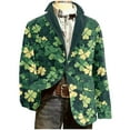 thumbnail image 4 of Kilaqueen Corduroy Blazer for Men St Patricks Day Single-Breasted Notch Lapel Suit Jackets Fashion Holiday Party Work Blazers with Pockets, 4 of 8