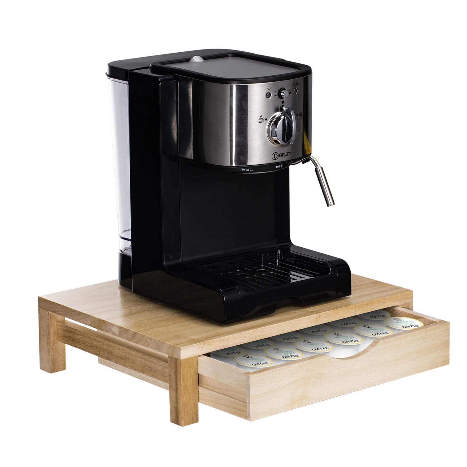 NEX Rustic Wood Coffee Pod Holder for KCup Pods 36 Pods Capacity Natural Wood (NXKD7335