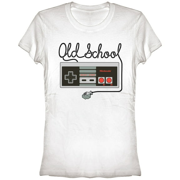 Junior's Nintendo Old School NES Controller Graphic Tee White Medium