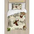 thumbnail image 1 of Jamaican Duvet Cover Set Twin Size, Hand Drawn Illustrations of Elements from Caribbean Cultures Old Paper Effect, Decorative 2 Piece Bedding Set with 1 Pillow Sham, Multicolor, by Ambesonne, 1 of 3