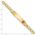 thumbnail image 3 of 14K Yellow Gold Medical Red Enamel Curb Link 5.9mm ID Bracelet, 3 of 3