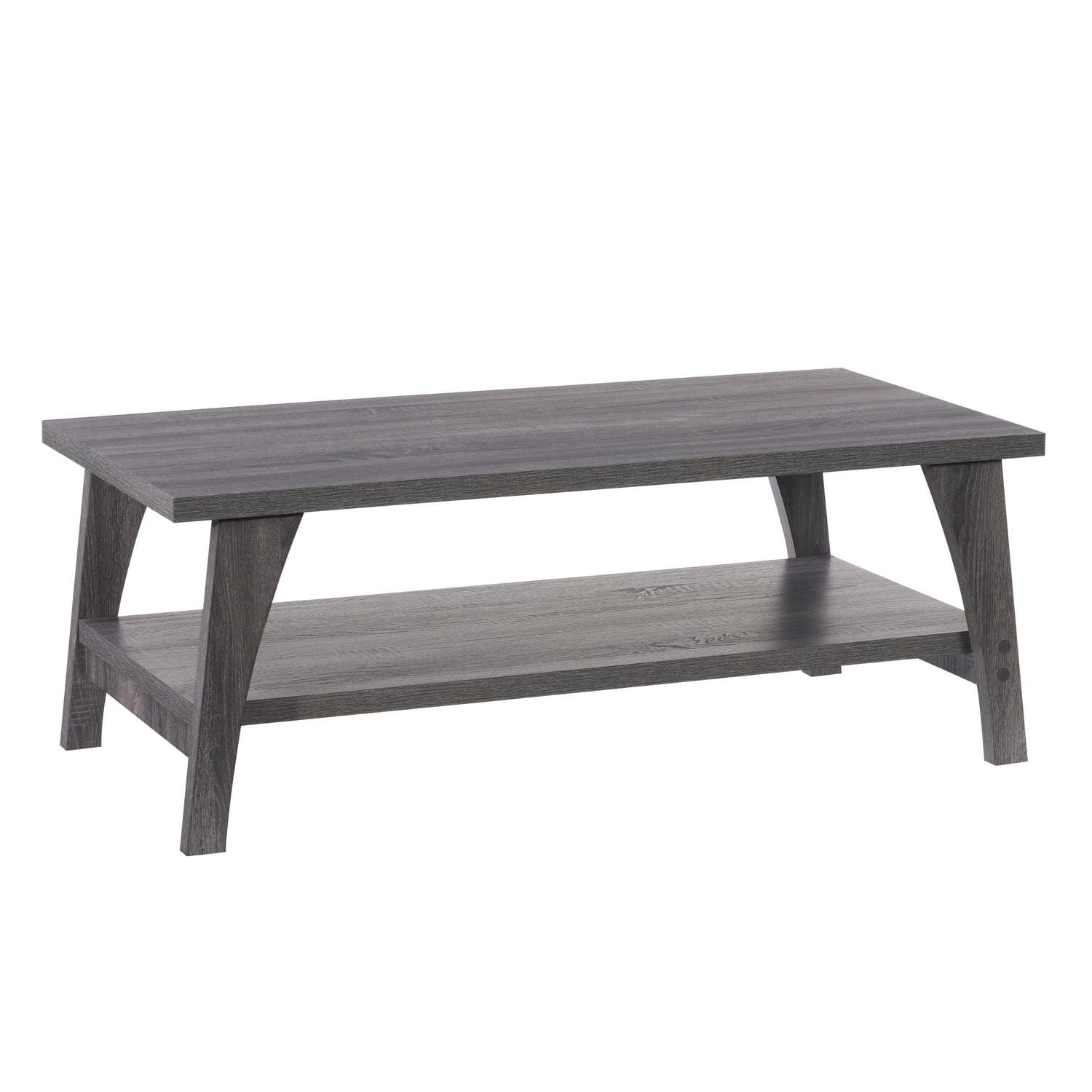 CorLiving Hollywood Mid-Century Modern Dark Grey Engineered Wood Two-Tier Indoor Coffee Table