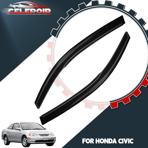 For 01-05 Honda Civic Coupe Slim Style Acrylic Window Visors Rain Sun Guard 2Pc