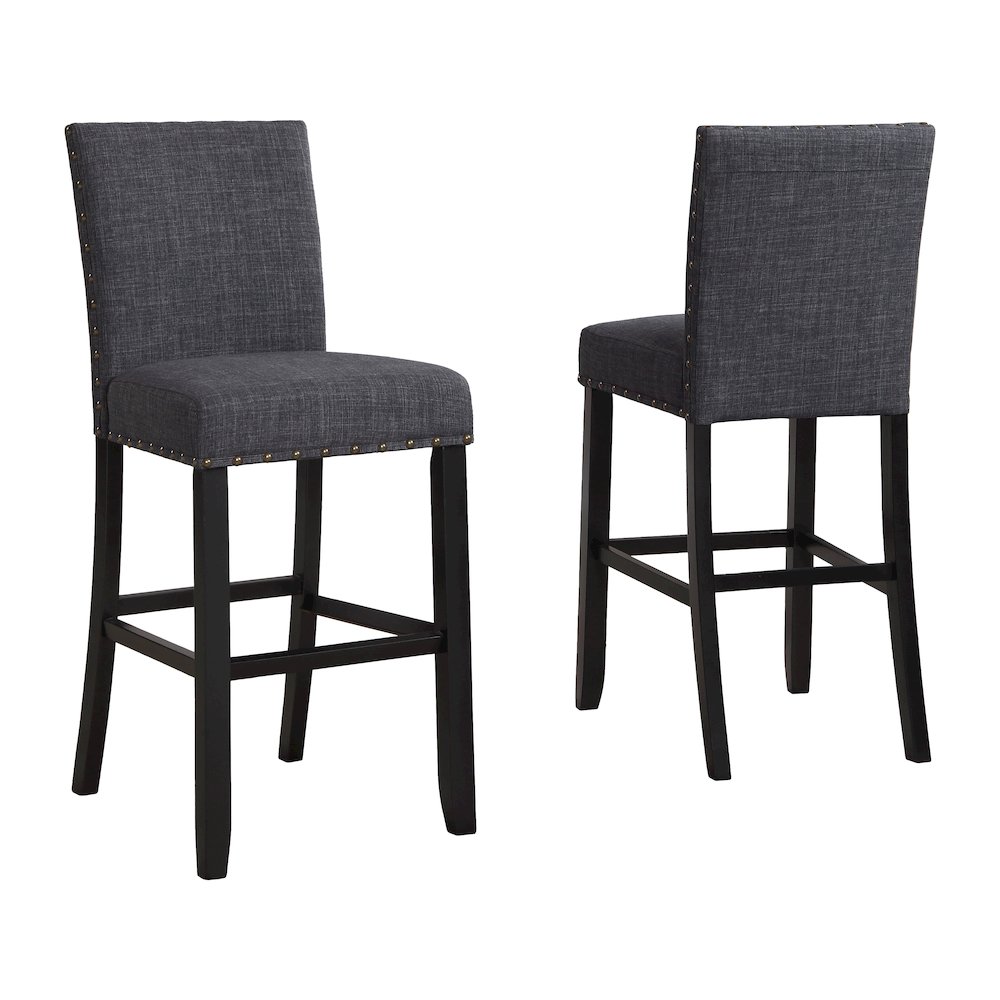 Roundhill Furniture Biony Bar Stool, Gray, Set of 2