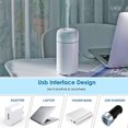 thumbnail image 4 of ABS Automotive Air Freshener Portable 100ml Quiet 2 Mode Colorful Cable Running USB Interface Universal Working Table Bedroom Humidifier Diffuser White, 4 of 9