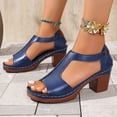 thumbnail image 5 of LOVZFMLL Women's Chunky Block Heel Sandals Fashion Open Toe Ankle Strap Heels for Summer Casual Outdoor Walking Beach Vacation Blue 6.5, 5 of 8