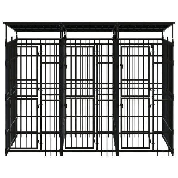 vidaXL Outdoor Dog Kennel with Roof Steel 59.5 ft²