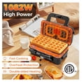 thumbnail image 4 of Waffle Maker with Removable Plates, 1082W Electric Panini Press Grill w/Non-stick Plates, Indicator Lights, Sandwich Maker w/ 5-gear Temperature Control for Breakfast Grilled Cheese Steak, 4 of 9