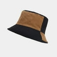 thumbnail image 2 of ZHENHONG Bucket Hats for Women Pinstripe Corduroy Bowler Hat Fashion Vacation Sun Hat Casual Color Block Headwear Khaki, 2 of 2