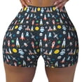 thumbnail image 2 of Lsque Rocket Space Pattern High Waisted Biker Shorts for Women-Tummy Control Fitness Athletic Workout Running Yoga Gym Shorts,Moisture-Wicking-XX-Large, 2 of 9