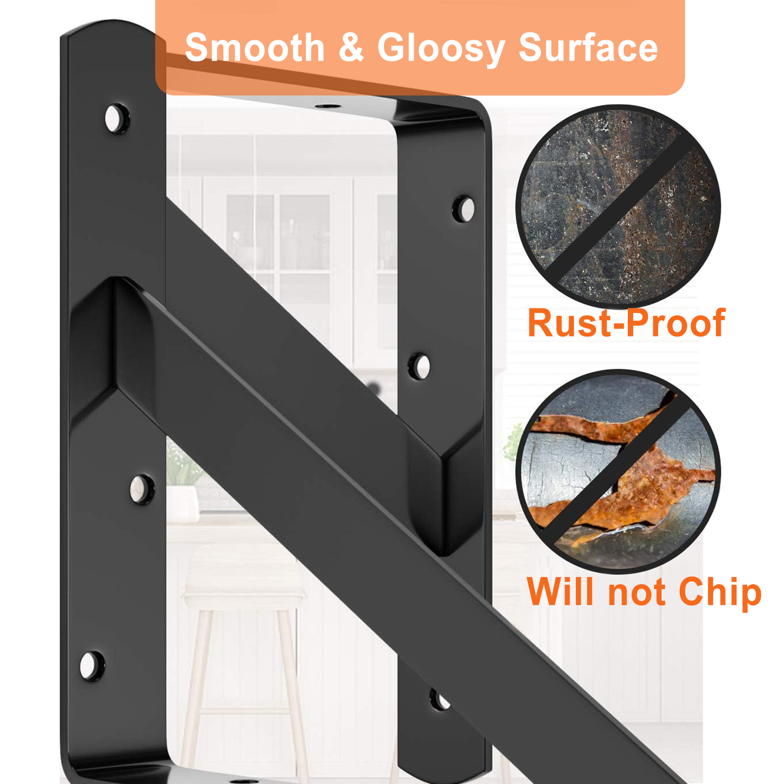 LuckIn Heavy Duty Shelf Brackets 9 Inch Black 12 Pack photo 4