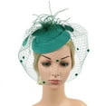 thumbnail image 3 of Women's Feather Fascinators Hat - Hair Pin Headwear Pillbox Hat Green (One Size), 3 of 6