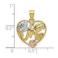 thumbnail image 2 of 16mm 14k Two-tone Gold Number 1 Mom In Love Heart Pendant Necklace With Pink Flower Tri-color / High Polish Pendant for, 2 of 2