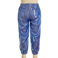 thumbnail image 4 of Sinleey Kids Girls Boys Glittery Metallic Harem Pants Hip Hop Latin Streets Casual Sweatpants Tighten Blue 130, 4 of 6