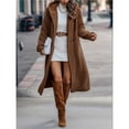 thumbnail image 4 of Female Fuzzy Fleece Lapel Open Front Long Cardigan Coat Fur Warm Winter Outwear Jackets Chestnut Color XL, 4 of 7