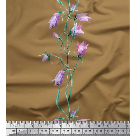 Soimoi Crepe Silk Fabric Leaves & Tulip Floral Print Sewing Fabric Yard 42 Inch Wide