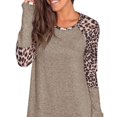 thumbnail image 2 of Camiseta de manga larga para mujer, moda informal, estampado, bloque de color, cuello redondo, para la vida diaria y el trabajo, 2 of 6