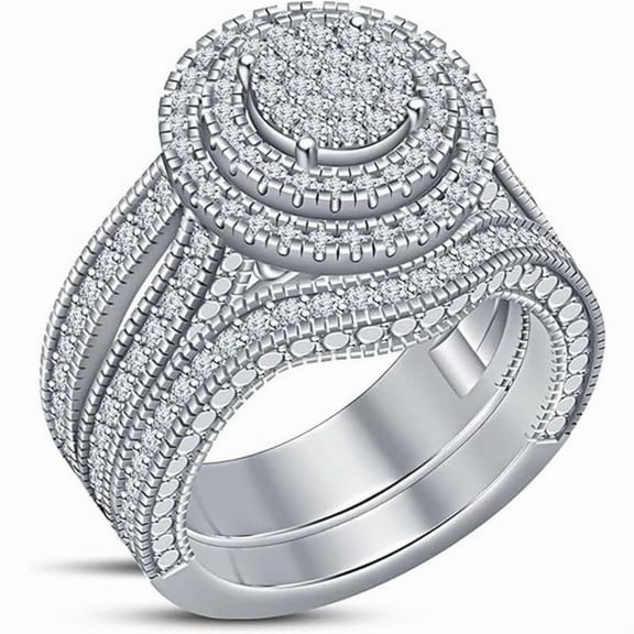 925 Sterling Silver 14K Rose Gold Plated Princess Cut White Diamond Beautiful Over Double Halo Engagement Wedding Bridal Ring Set for Women