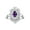 Amethyst, variant on 14K White Gold Floral Designer Ring with 6x4 MM Oval Citrine & Sparkling Diamonds - Birthstone Jewelry for Women -Size 5