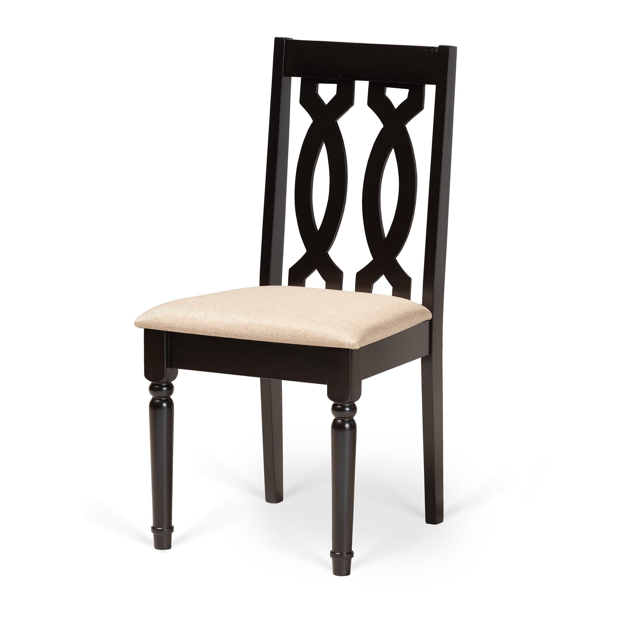 Baxton Studio Cherese Modern and Contemporary Sand Fabric Upholstered and Dark Brown Finished Wood 7-Piece Dining Set