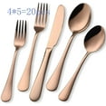 thumbnail image 1 of Rose Gold Silverware Set, 20 Piece Stainless Steel Flatware Cutlery Set for 4, Mirror Finish, Dishwasher Safe, 1 of 5