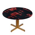 thumbnail image 3 of Red Round Fitted Tablecloth with Elastic Edge, Waterproof Wipeable Round Polyester Table Cover for Kitchen Dining Party Holiday, 3 of 8