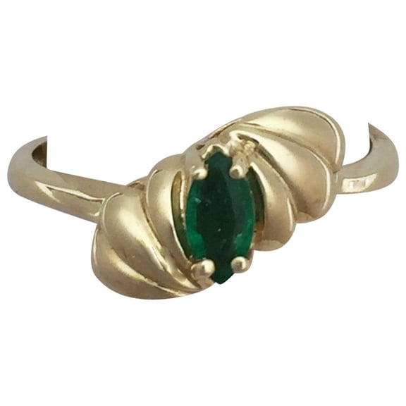 Oval Emerald Ring 14K Yellow Gold