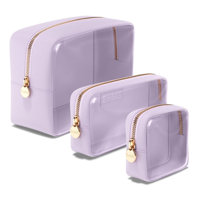 Bolsas de cosméticos Embla Clear, juego de 3 unidades, color lila, impermeables