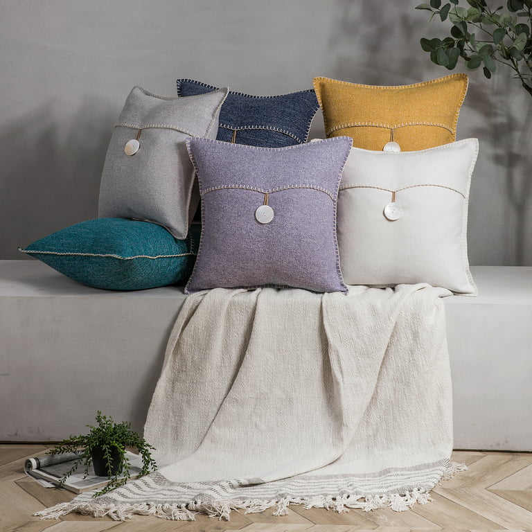 DEZENE 18x18 Throw Pillow Covers Pink: 2 Pack Cozy Soft Velvet Square  Decorative Pillow Cases for Farmhouse Home Decor