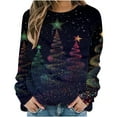 thumbnail image 2 of Craaazy Women's Christmas Tops Christmas Print Crewneck Long Sleeve Xmas Funny Shirts Gifts, 2 of 5