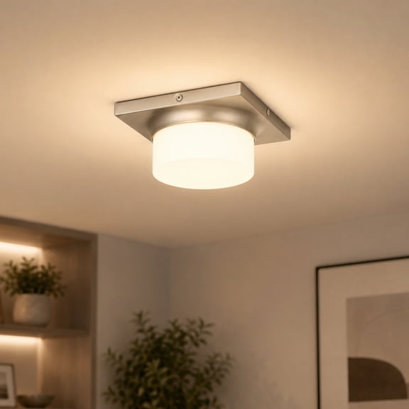 TICOZE 10 Inch Brushed Nickel Integrated LED Flush Mount for Entryways, Hallways, Bathrooms, Bedrooms, Kitchens, Closets, Home Offices, 1110 Lumens 20W, 3CCT Selectable 3000K,4000K,5000K, Dimmable