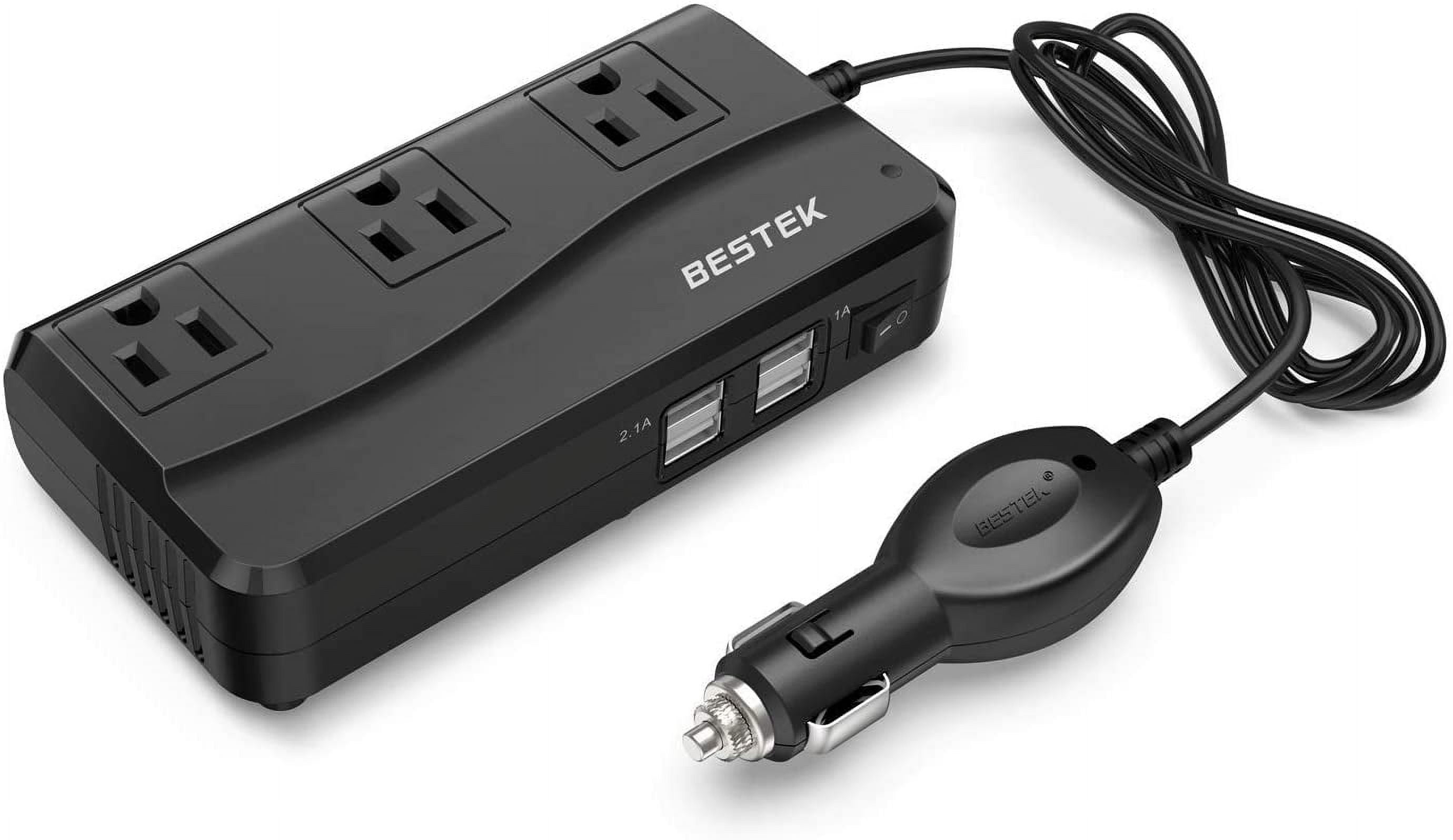 BESTEK 200W Power Inverter, DC 12V to 110V AC Car Converter Adapter with 4.2A Dual USB Charger with ETL Listed, Black