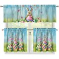 thumbnail image 1 of Happy Easter Bunny Kitchen Curtain Valance and Tiers Cute Rabbit 24 Inch Length Tier Curtains with Valance Rod Pocket Window Tiers Home Collection,3 Pack Holiday Decoration,Size S, 1 of 4